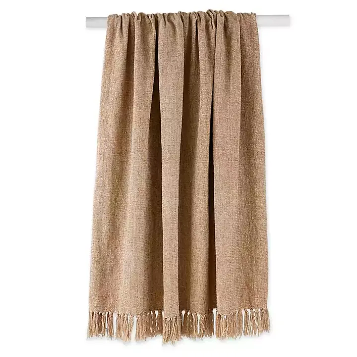 Natural Chenille Fringe Throw