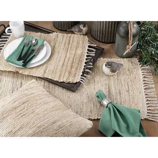 Natural Chindi Tasseled Jute Placemats, Set of 4
