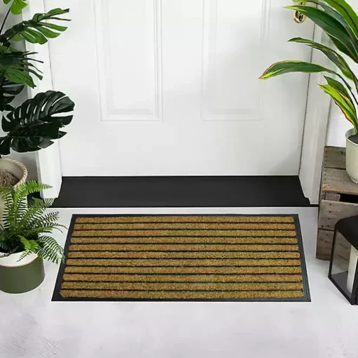 Natural Coir Striped Non-Skid Doormat