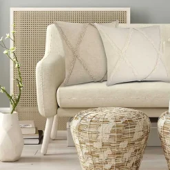 Natural Fringe Diamond Pillow, 26 in.