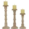 Natural Mango Wood Pillar Candle Holders, Set of 3