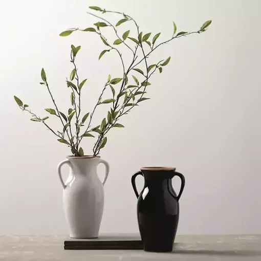 Natural Rimmed White Urn Vase