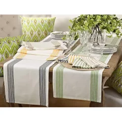 Natural Striped Border Table Runner