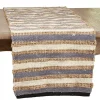 Natural Tan and Blue Striped Table Runner