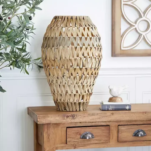 Natural Tone Faux Seagrass Coastal Vase