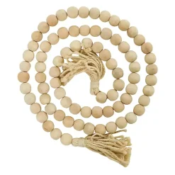 Natural Wood Beaded Tassel Garland