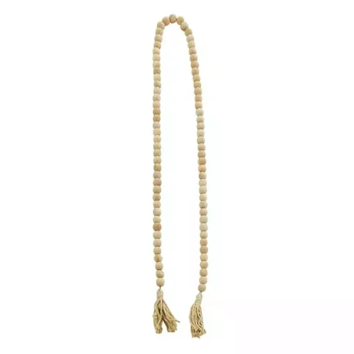 Natural Wood Beaded Tassel Garland