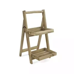 Natural Wood 2-Tier Folding Plant Stand, 30 in.