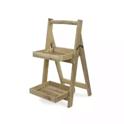 Natural Wood 2-Tier Folding Plant Stand, 30 in.