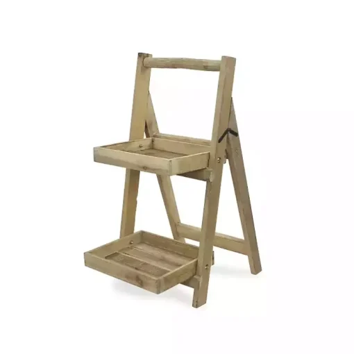 Natural Wood 2-Tier Folding Plant Stand, 30 in.
