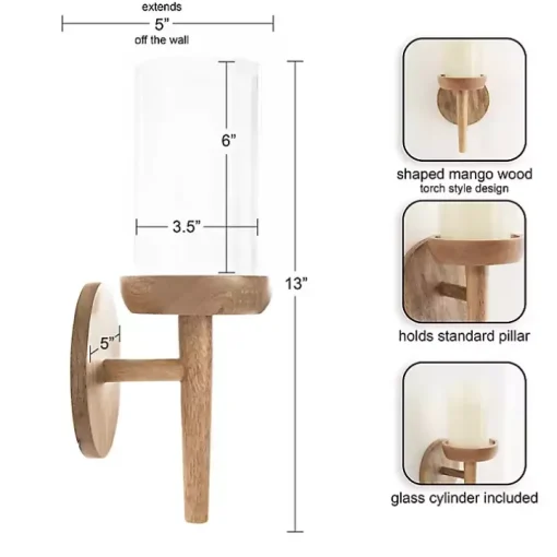 Natural Wood Torch Sconce