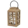 Natural Wood Windowpane Lantern, 17 in.