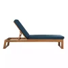 Natural Wooden Chaise with Navy Cushion