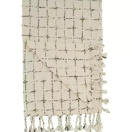 Natural Woven Grid Throw