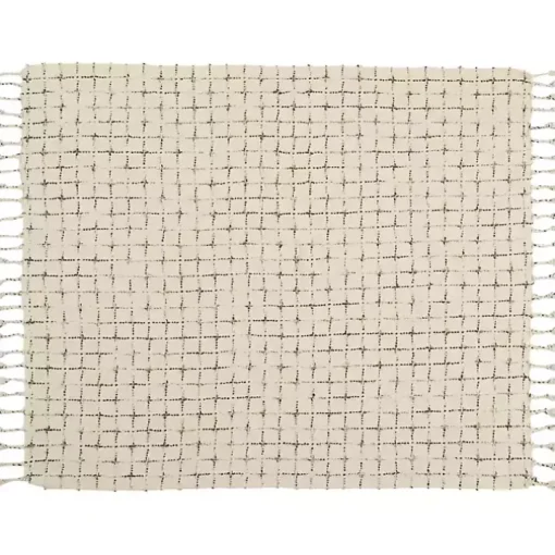 Natural Woven Grid Throw