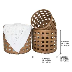 Natural Woven Wicker Round Baskets, Set of 3
