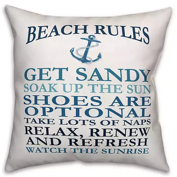 Nautical Beach Rules Outdoor Pillow