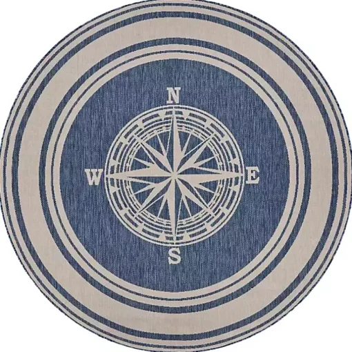 Nautical Navigation Round Outdoor Area Rug