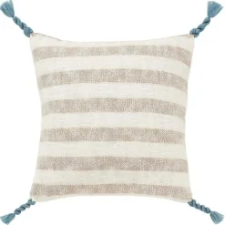 Nautical Stripe & Blue Tassel Pillow