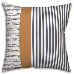 Navy & Burnt Orange Stripes Indoor/Outdoor Pillow