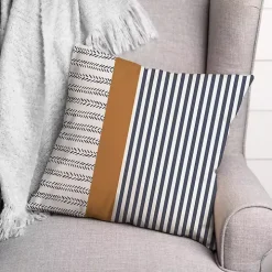 Navy & Burnt Orange Stripes Indoor/Outdoor Pillow