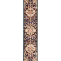 Navy & Multi Floral Medallion Runner