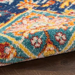 Navy & Multi Floral Medallion Runner