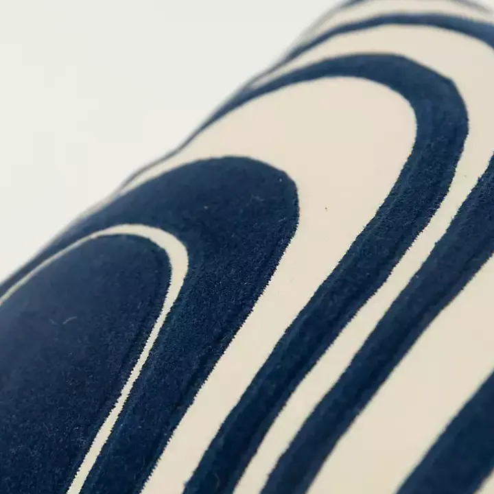 Navy and Natural Wave Lumbar Pillow