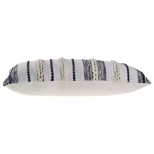 Navy and White Braided Accent Pillow