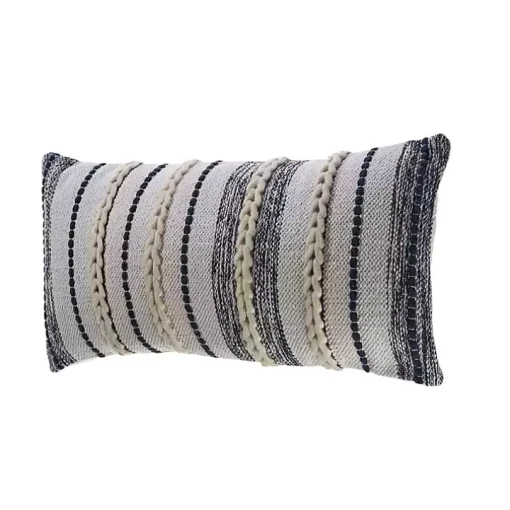 Navy and White Braided Accent Pillow