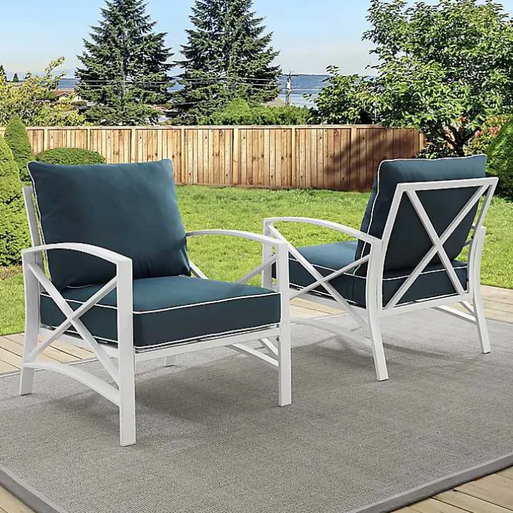 Navy and White Dayton Outdoor Chairs, Set of 2