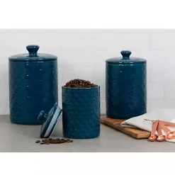 Navy Blue Atlantic Ceramic Canisters, Set of 3