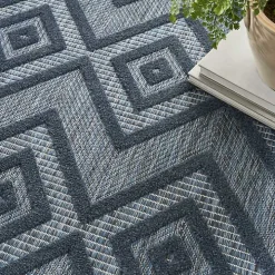 Navy Blue Diamond Indoor/Outdoor Area Rug, 4x6