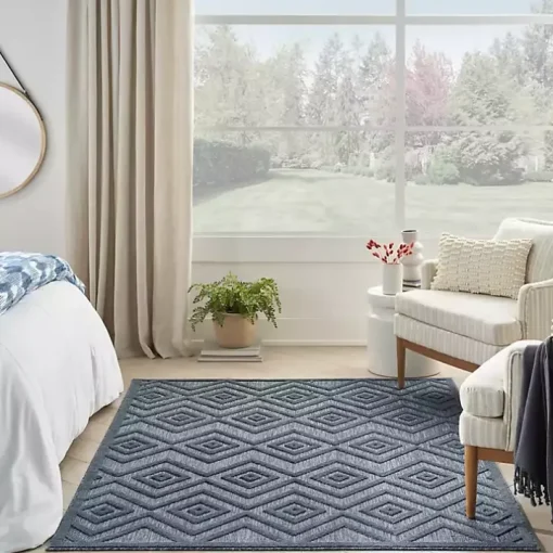 Navy Blue Diamond Indoor/Outdoor Area Rug, 4x6