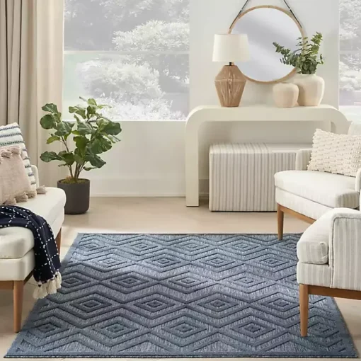 Navy Blue Diamond Indoor/Outdoor Area Rug, 4x6