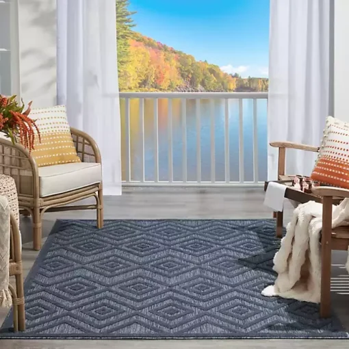 Navy Blue Diamond Indoor/Outdoor Area Rug, 4x6