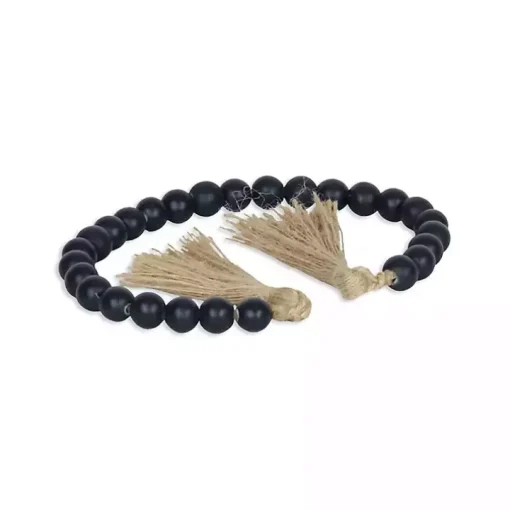 Navy Blue Wood Bead Tassel Garland