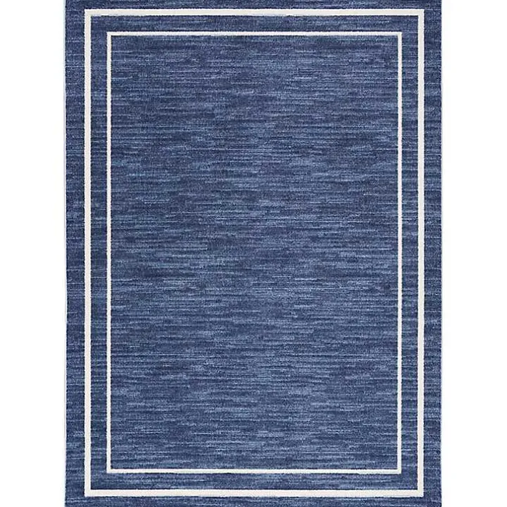 Navy Bordered Indoor/Outdoor Area Rug, 5x7