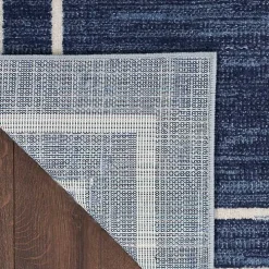 Navy Bordered Indoor/Outdoor Accent Rug, 2x4