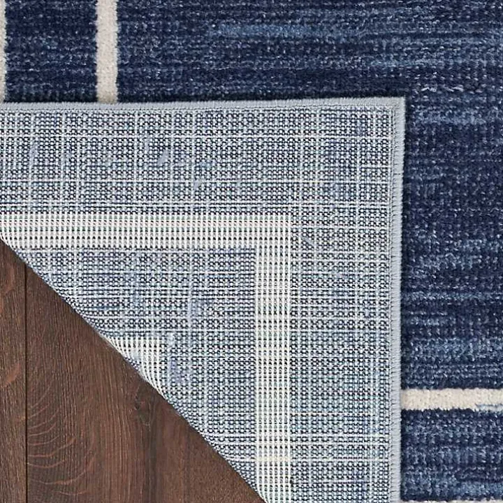 Navy Bordered Indoor/Outdoor Area Rug, 5x7