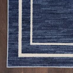 Navy Bordered Indoor/Outdoor Accent Rug, 2x4