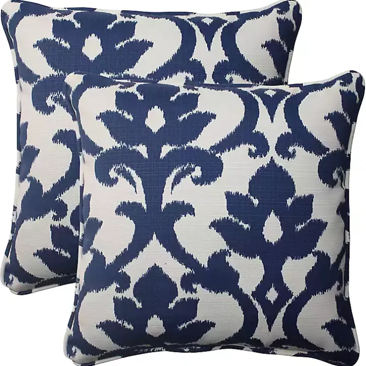 Navy Bosco Outdoor Pillows, Set of 2