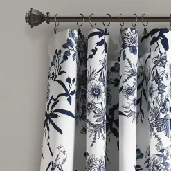 Navy Botanical Garden Curtain Panel Set, 95 in.
