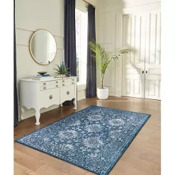 Navy Botanical Hannah Indoor/Outdoor Rug, 6x9