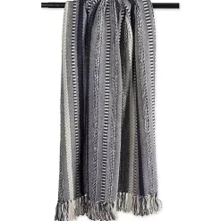 Navy Braided Stripe Throw