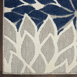 Navy Bright Floral Burst Outdoor Area Rug, 7x10