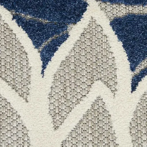 Navy Bright Floral Burst Outdoor Area Rug, 7x10