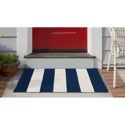 Navy Cabana Stripe Indoor/Outdoor Scatter Rug