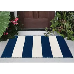 Navy Cabana Stripe Indoor/Outdoor Scatter Rug