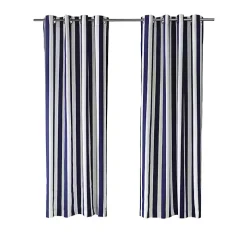 Navy Coastal Stripe Outdoor Curtain Panel, 96 in.